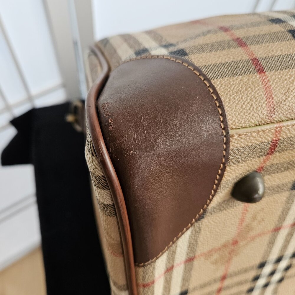 Burberrys Vintage Haystack Boston Brown PVC Travel Bag - EUC - Picture 14 of 16